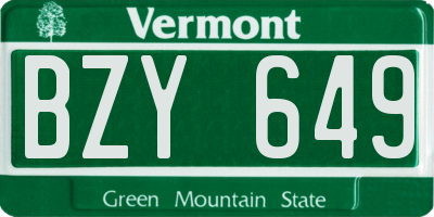 VT license plate BZY649
