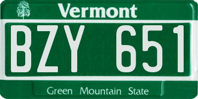 VT license plate BZY651