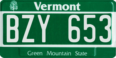 VT license plate BZY653