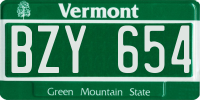 VT license plate BZY654