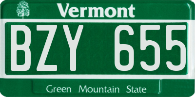 VT license plate BZY655