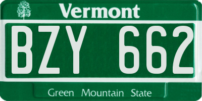 VT license plate BZY662