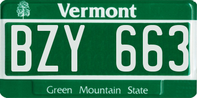 VT license plate BZY663