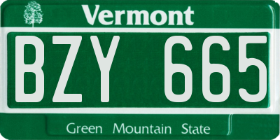 VT license plate BZY665