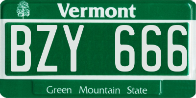 VT license plate BZY666