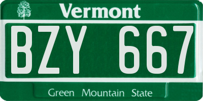 VT license plate BZY667