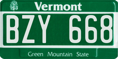 VT license plate BZY668