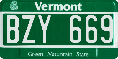 VT license plate BZY669
