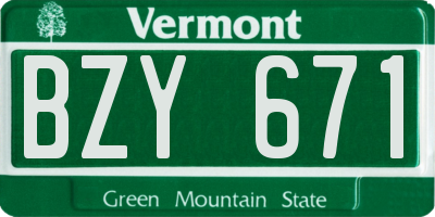 VT license plate BZY671