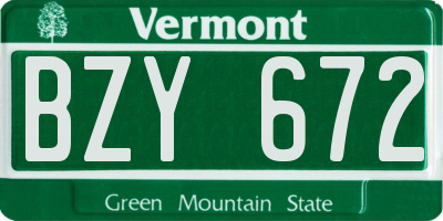 VT license plate BZY672