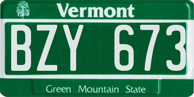 VT license plate BZY673