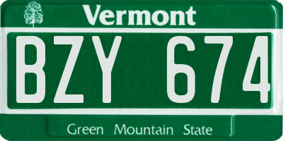 VT license plate BZY674