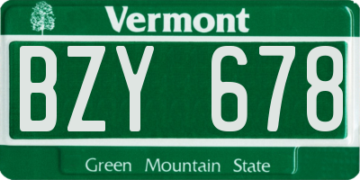 VT license plate BZY678