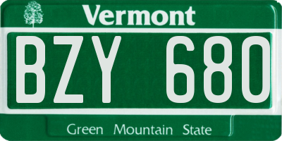 VT license plate BZY680