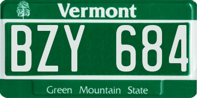 VT license plate BZY684