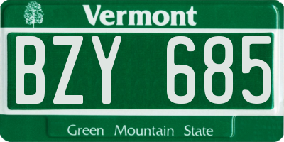 VT license plate BZY685