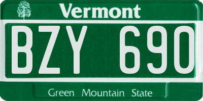 VT license plate BZY690