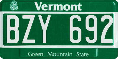 VT license plate BZY692
