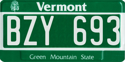 VT license plate BZY693