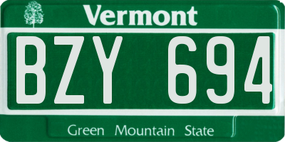 VT license plate BZY694