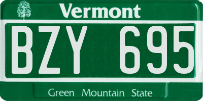 VT license plate BZY695