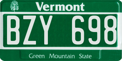 VT license plate BZY698
