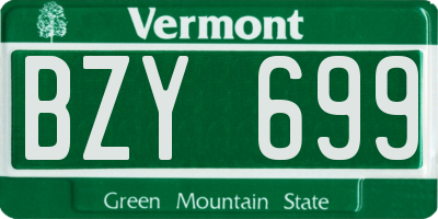 VT license plate BZY699