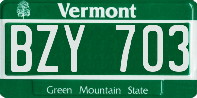 VT license plate BZY703