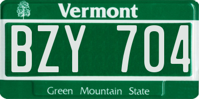 VT license plate BZY704
