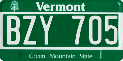 VT license plate BZY705
