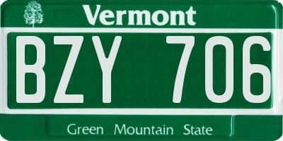VT license plate BZY706