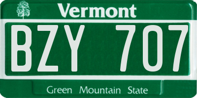 VT license plate BZY707