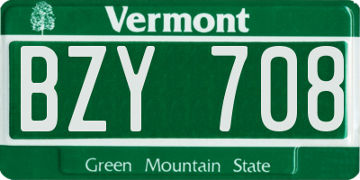 VT license plate BZY708