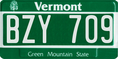 VT license plate BZY709