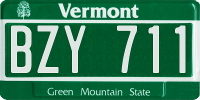 VT license plate BZY711