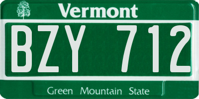 VT license plate BZY712