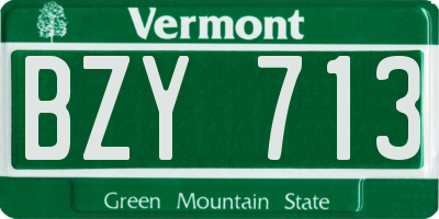 VT license plate BZY713