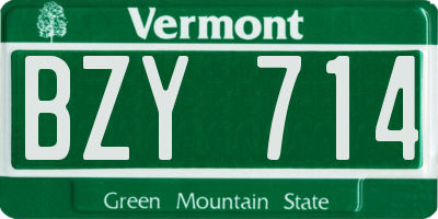 VT license plate BZY714