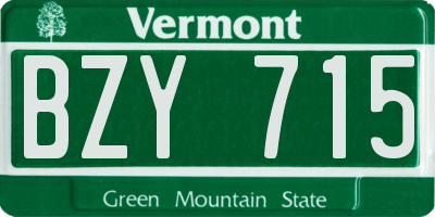 VT license plate BZY715