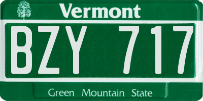 VT license plate BZY717