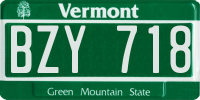 VT license plate BZY718