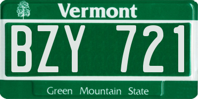 VT license plate BZY721