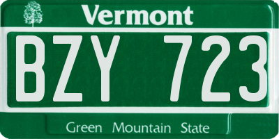 VT license plate BZY723