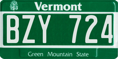 VT license plate BZY724