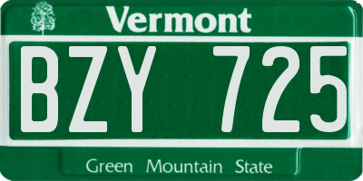 VT license plate BZY725
