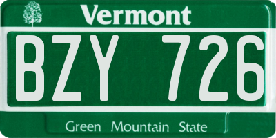 VT license plate BZY726