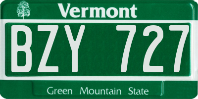VT license plate BZY727