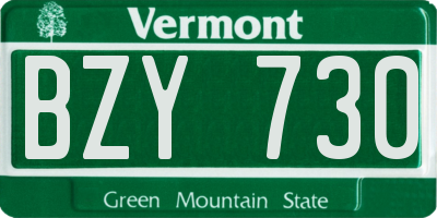 VT license plate BZY730