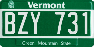 VT license plate BZY731