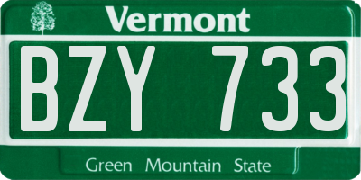 VT license plate BZY733